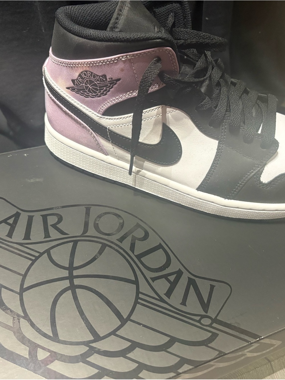 Jordan Mid-Top Sneakers in Purple, Black & White